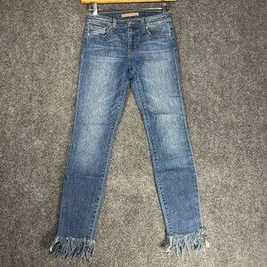 Joes Jeans Womens 25 Veda Cotton Stretch Fringe Hems Skinny Medium Wash Cotton